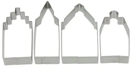 Uitsteekvorm huisje, recycled rvs, 4 stuks