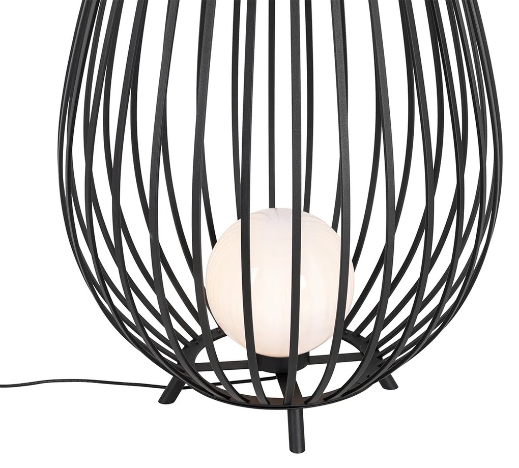 Set van vloerlampen zwart met opaal 110 cm en 70 cm IP44 - Angela