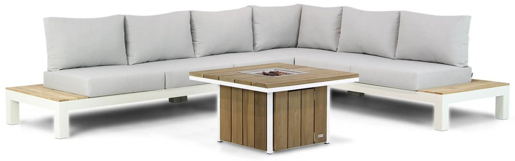Loungeset 6 personen Aluminium/teak Wit Lifestyle Garden Furniture Ravalla/Seaside
