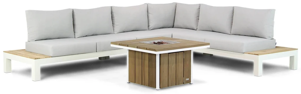 Loungeset 6 personen Aluminium/teak Wit Lifestyle Garden Furniture Ravalla/Seaside