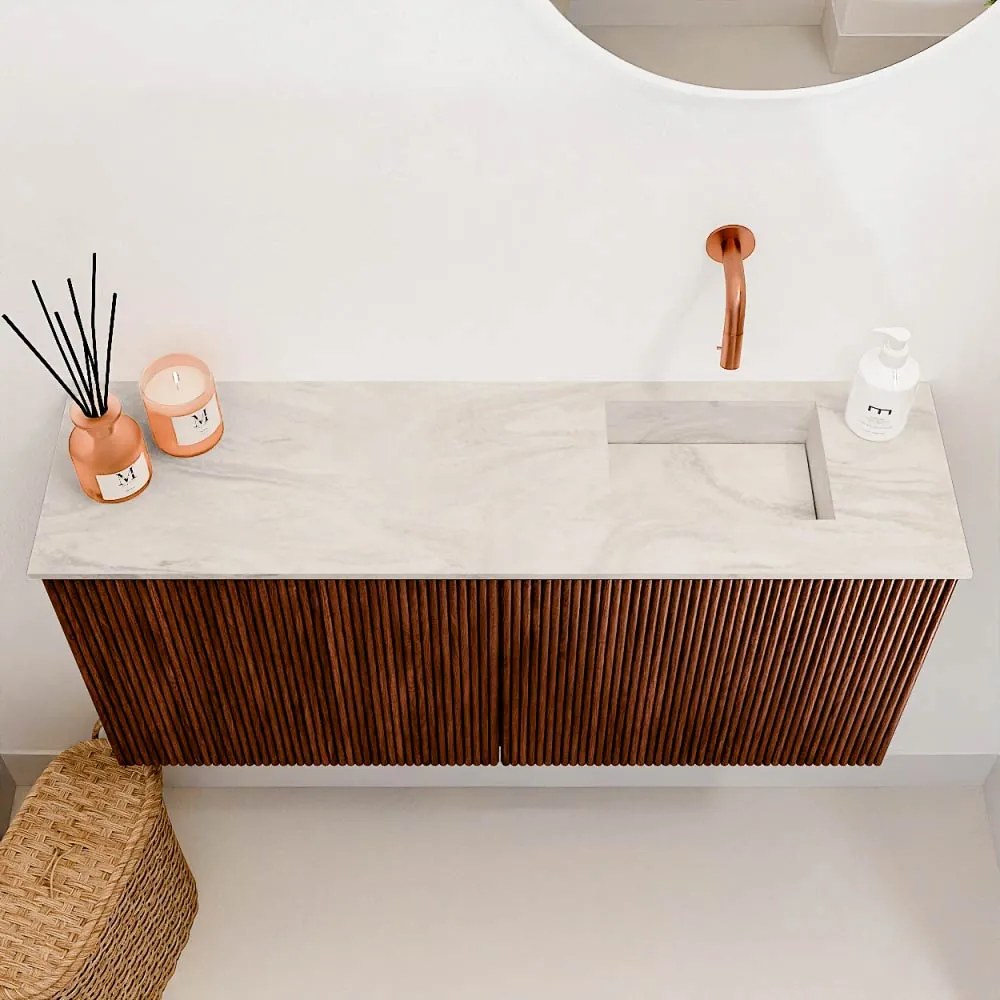 Mondiaz Joya DLux 90cm toiletmeubel ruby met wastafel faye rechts zonder kraangat ostra