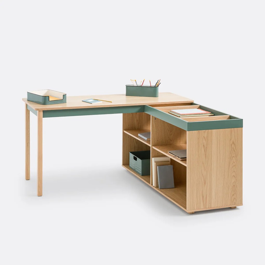 Omkeerbaar hoekbureau met opberging, Lina