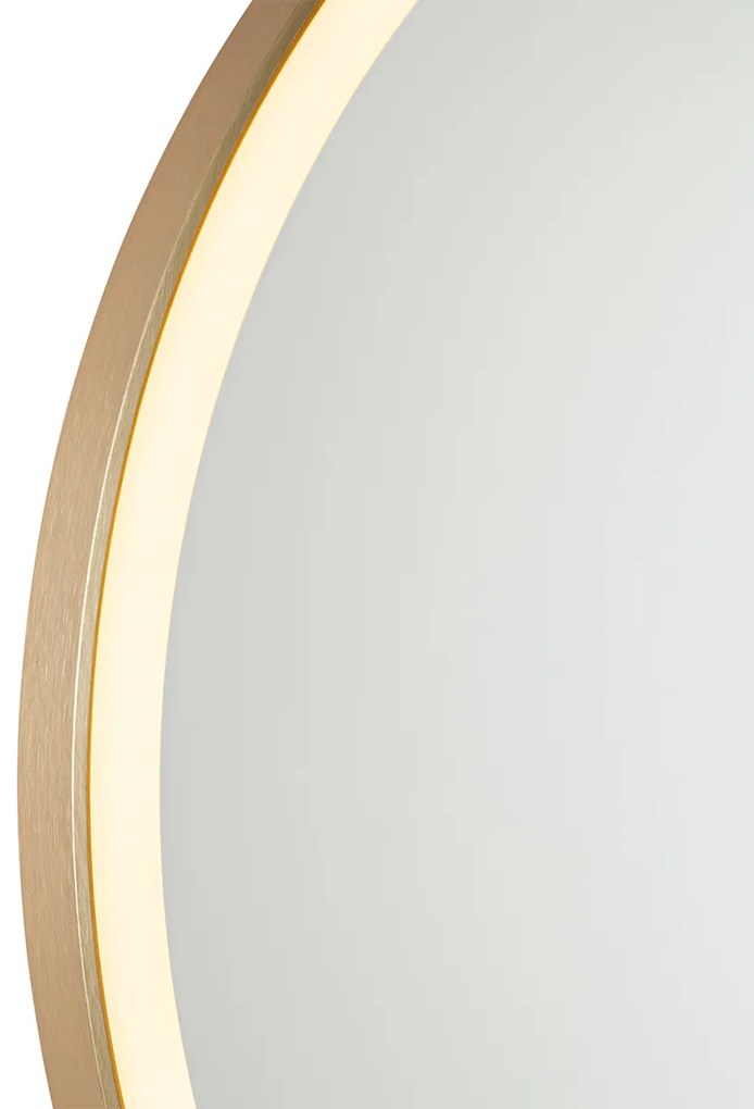 Badkamerspiegel goud 70 cm incl. LED 3-staps dimbaar met touch rond - Miral Modern IP44 Lamp