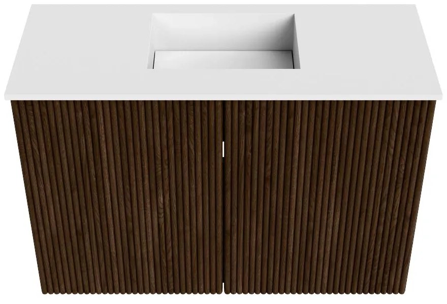 Mondiaz Joya 60cm toiletmeubel walnut met wastafel faye midden 1 kraangat talc