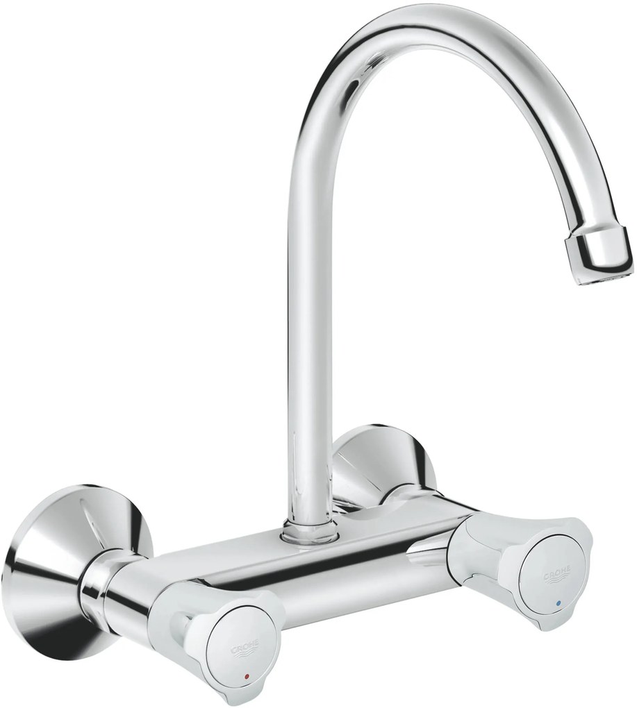 Grohe Costa L wandkeukenkraan met bovenuitloop en rosetten chroom