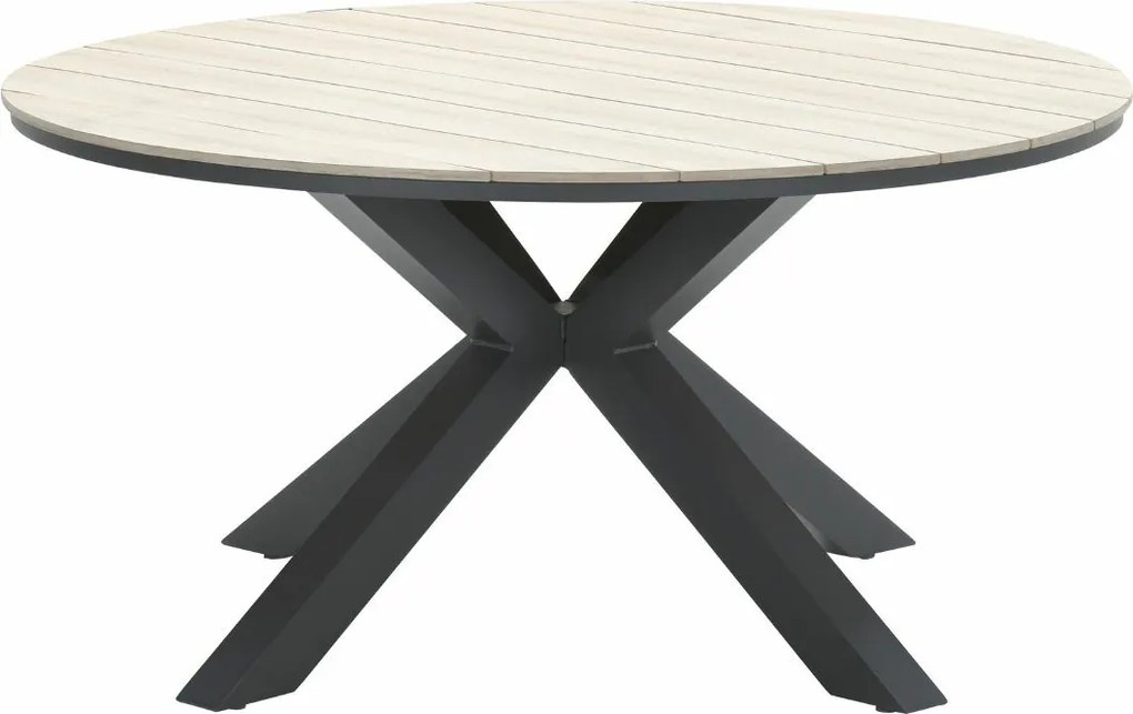 Garden Impressions Stevie tuinset 7-delig taupe - Tulli tuintafel Ø148x75 cm light teak vironwood