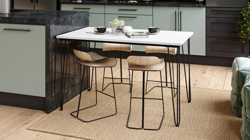 HAIRPIN wit, loft tafel voor keuken, eetkamer en woonkamer
