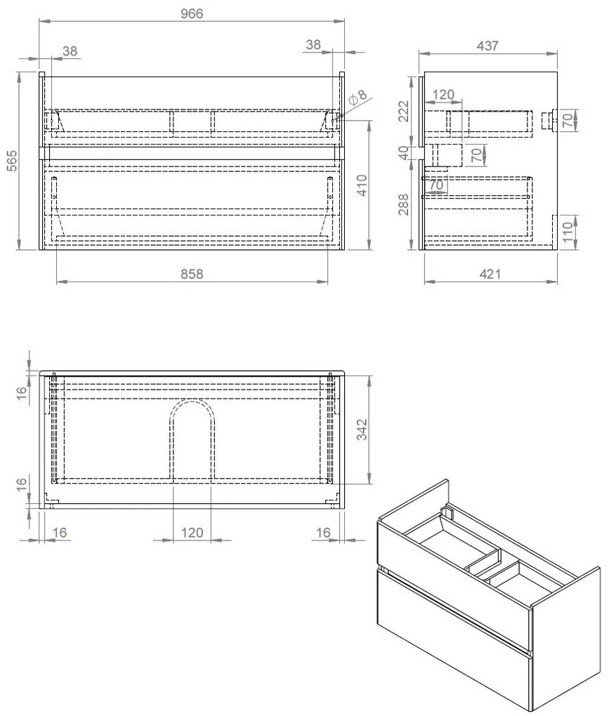 Best Design Quick badmeubel bruin eiken 100cm en wastafel wit glans