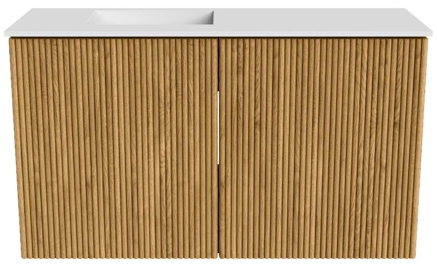 Mondiaz Joya 70cm toiletmeubel oak met wastafel faye links 1 kraangat talc