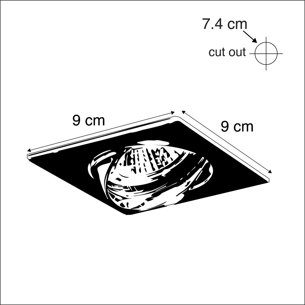 Moderne inbouwspot chroom kantelbaar set van 10 - Edu Modern GU10 vierkant Binnenverlichting Lamp