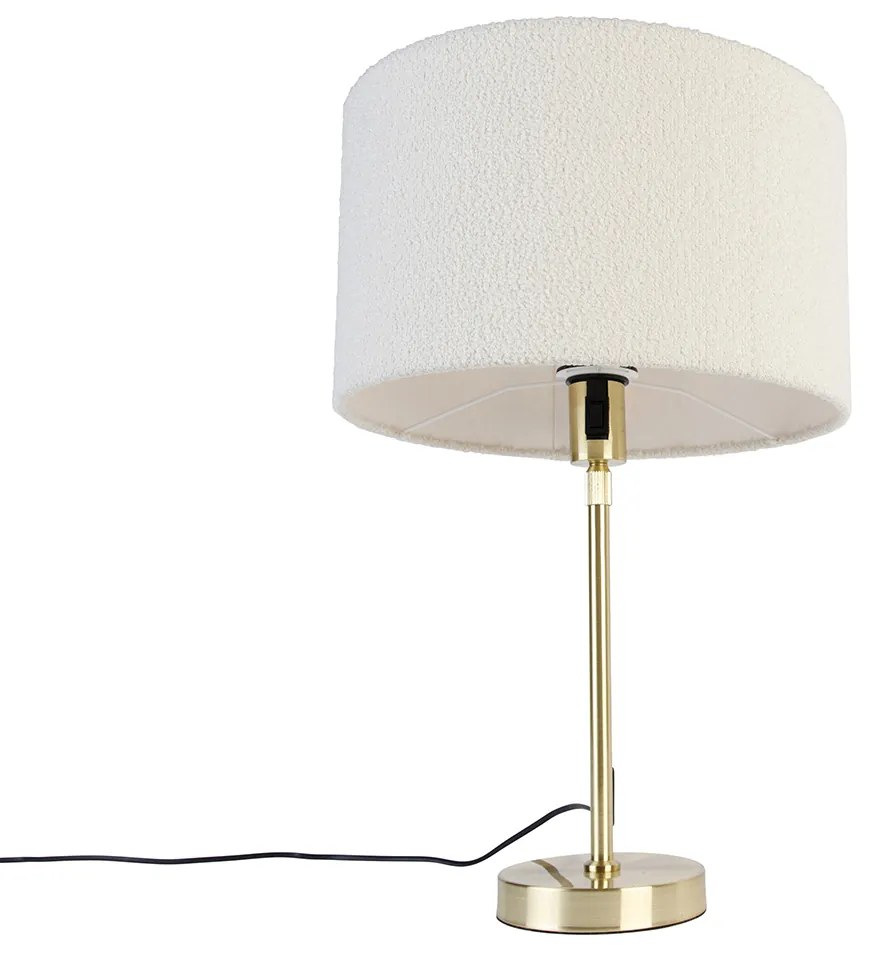 Tafellamp goud verstelbaar met kap boucle wit 35 cm - Parte Design E27 rond Binnenverlichting Lamp