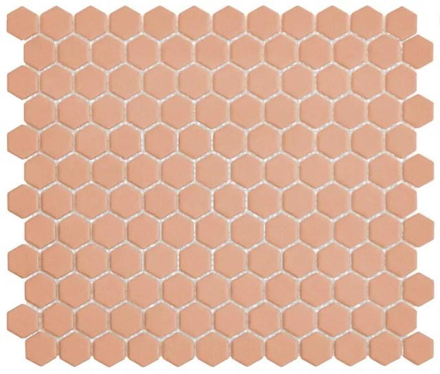 The Mosaic Factory Hexagon mozaïektegel - 26x30cm - wand en vloertegel - Zeshoek/Hexagon - Porselein Royal Peach Mat HM23080