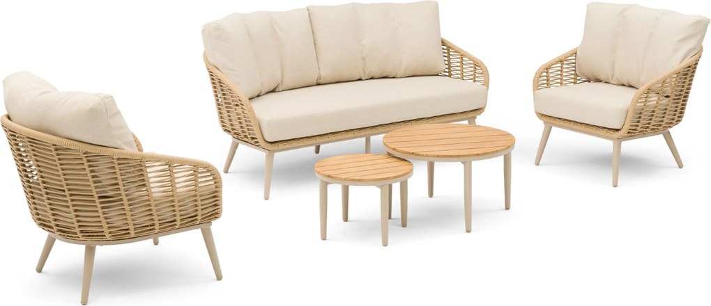 Stoel en Bank Loungeset 4 personen Aluminium/rope Taupe  Coco Vinci