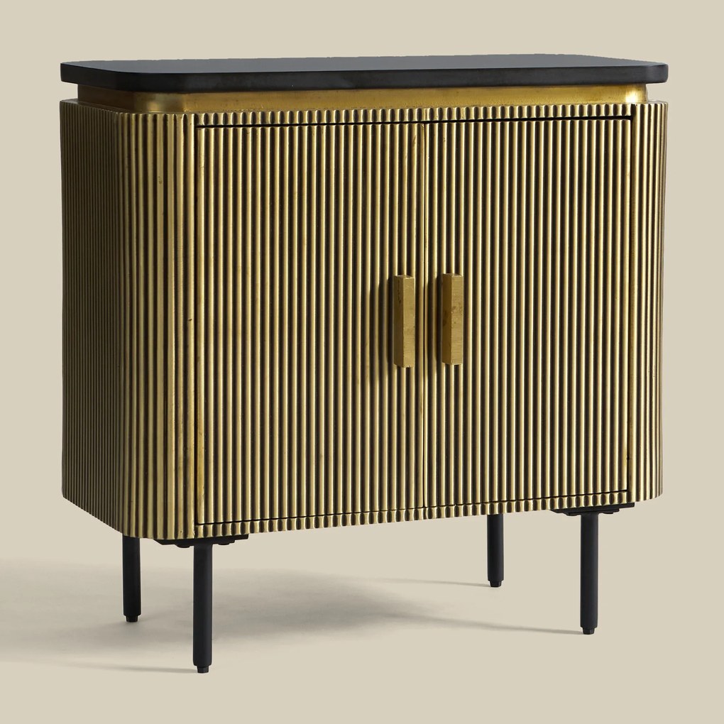 Ovaal Dressoir Goud Met Ribbels - 80x40x80cm.