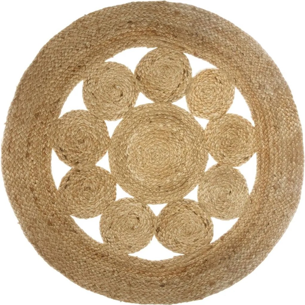 Atmosphera Esra Rond Jute Vloerkleed - Naturel met Patroon - Ø 80 cm