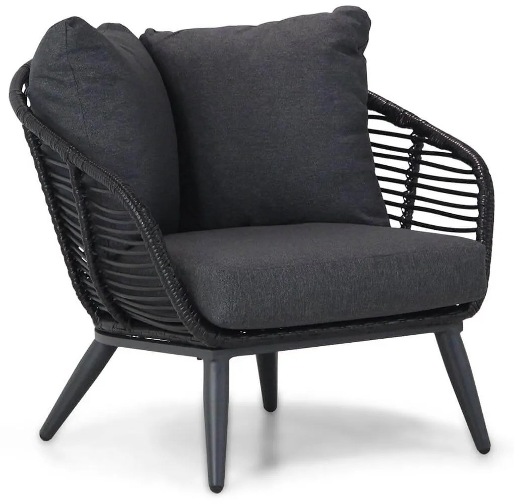 Stoel en Bank Loungeset 4 personen Aluminium/wicker Zwart  Coco Coco Leonardo