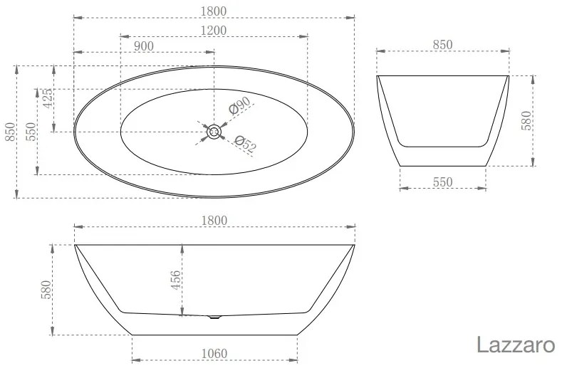 SSI Design Lazzaro vrijstaand bad acryl 180x85cm wit mat