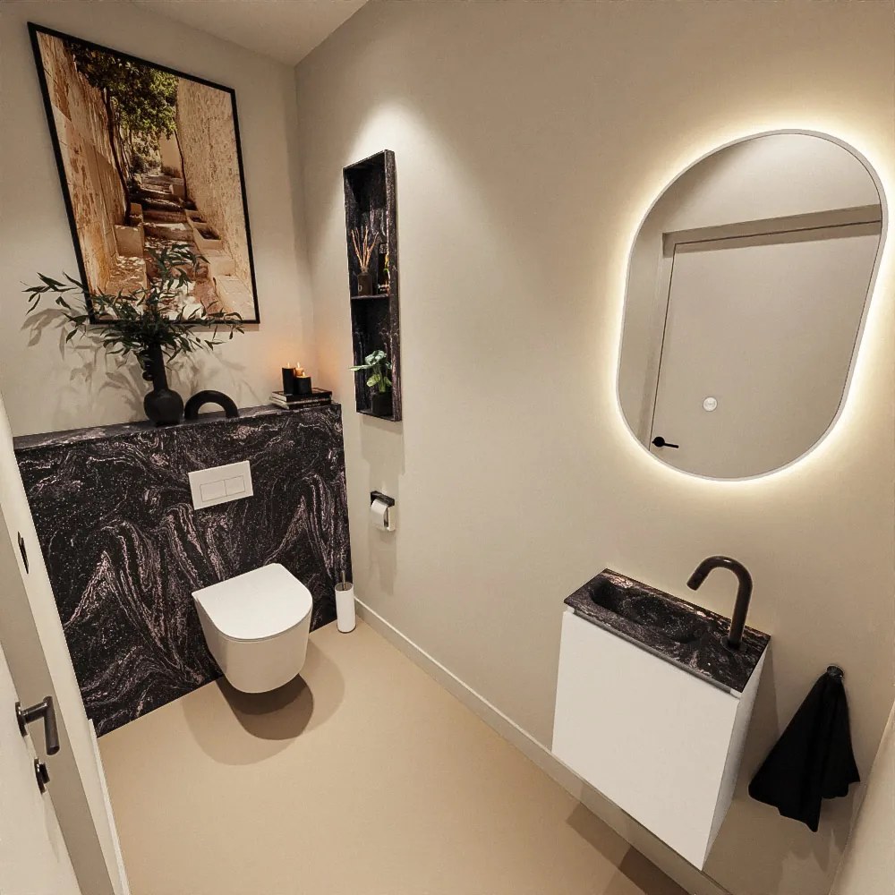 Mondiaz Ture DLux toiletmeubel 40cm talc met wastafel lava links met kraangat