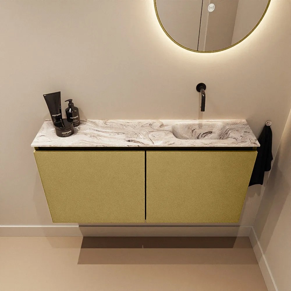 Mondiaz Ture DLux toiletmeubel 100cm oro met wastafel glace rechts zonder kraangat