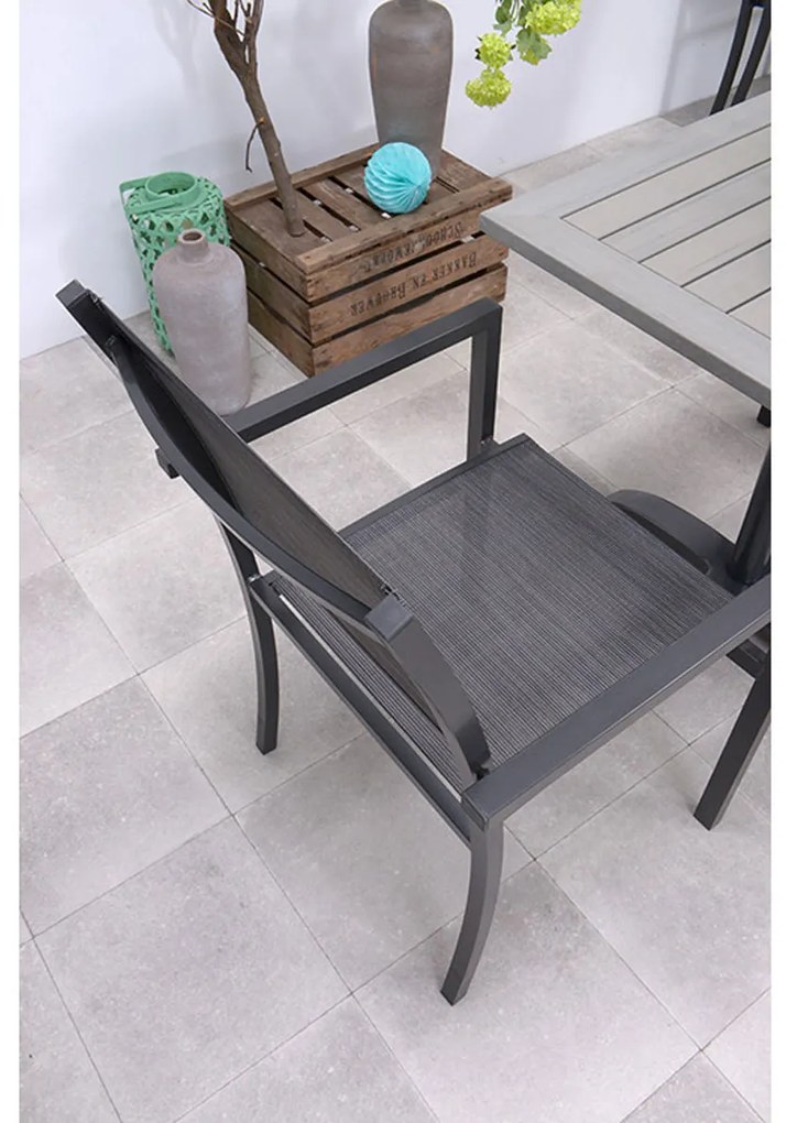 Garden Impressions Moon tuinset 7-delig donker grijs - Braga tuintafel 220x100 cm - light teak look