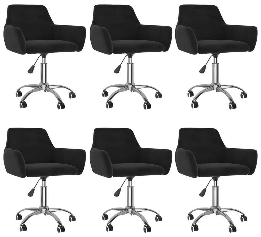 vidaXL Eetkamerstoelen draaibaar 6 st fluweel zwart