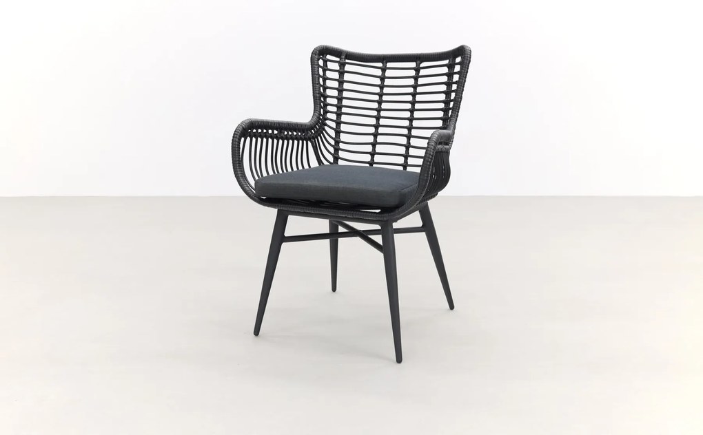 Jasmine Black/Rome 4-persoons dining tuinset 170x100 cm. - Brown teak