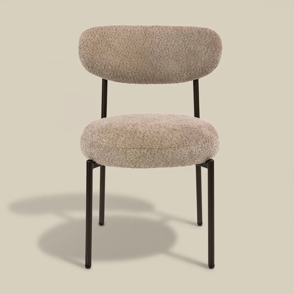 Beige Eetkamerstoel Met Ronde Zitting