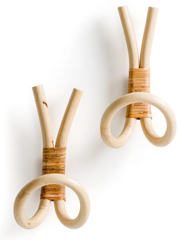 Set van 2 kapstokken in rotan, Malu