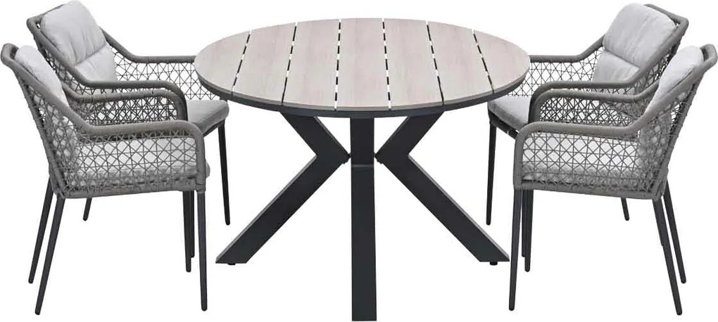 Garden Impressions Pemba tuinset 5-delig - Tulli tuintafel 180x115 cm - light teak vironwood