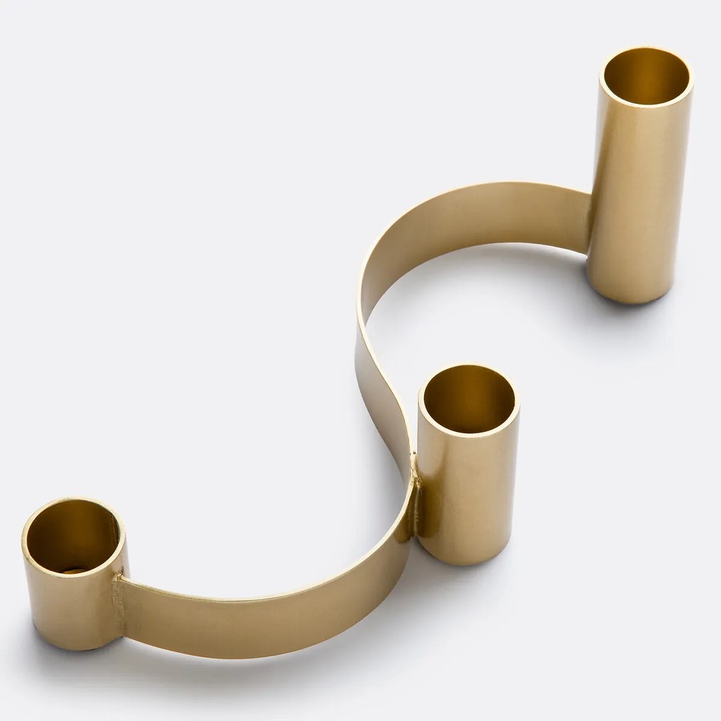 Kandelaar met 3 kaarshouders in messing, Nymora