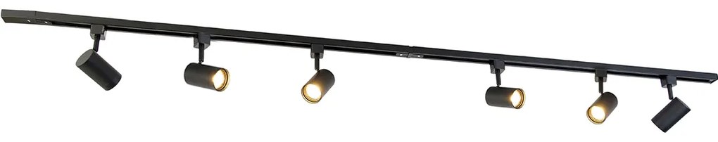 Smart railsysteem met 6 Spot / Opbouwspot / Plafondspots zwart 1-fase 200cm - Iconic Jeana Modern GU10 rond Binnenverlichting Lamp