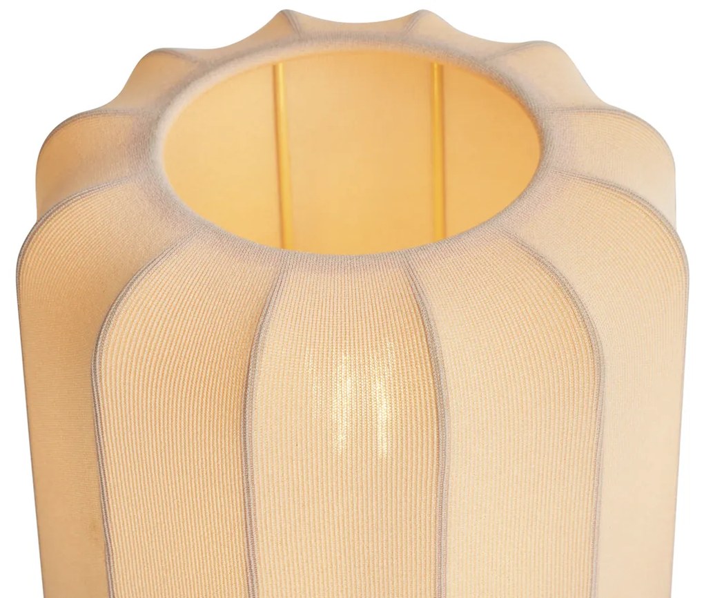 Stoffen Japandi tafellamp goud met beige kap - PluniJapandi E27 Scandinavisch bol / globe / rond Binnenverlichting Lamp