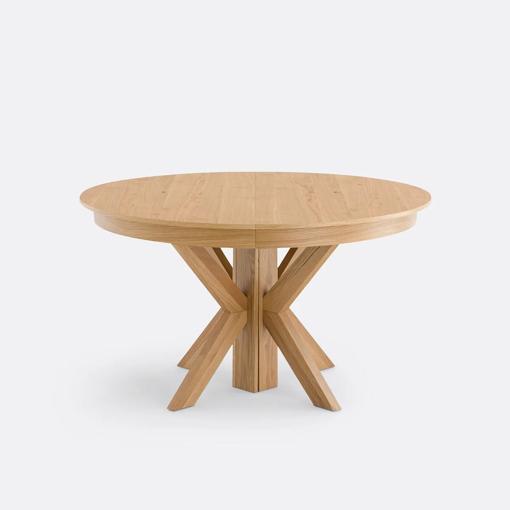 Uitschuifbare ronde eettafel, eiken en fineer, 6 tot 12 couverts, GOSLING