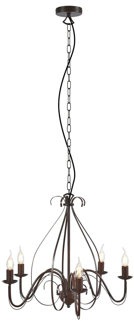 Klassieke kroonluchter roestbruin 5-lichts - Giuseppe