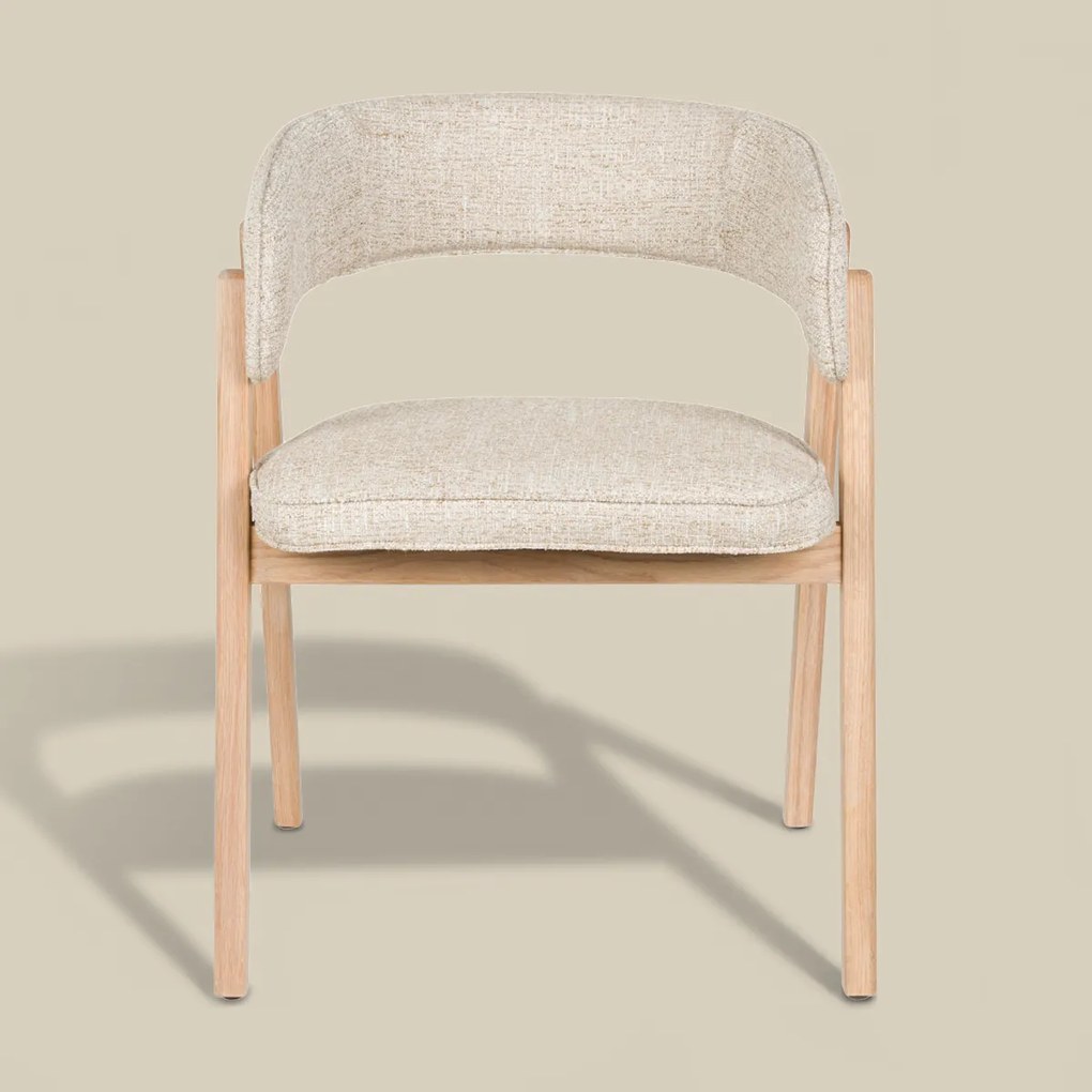 Eiken Eetkamerstoel Met Armleuningen Beige