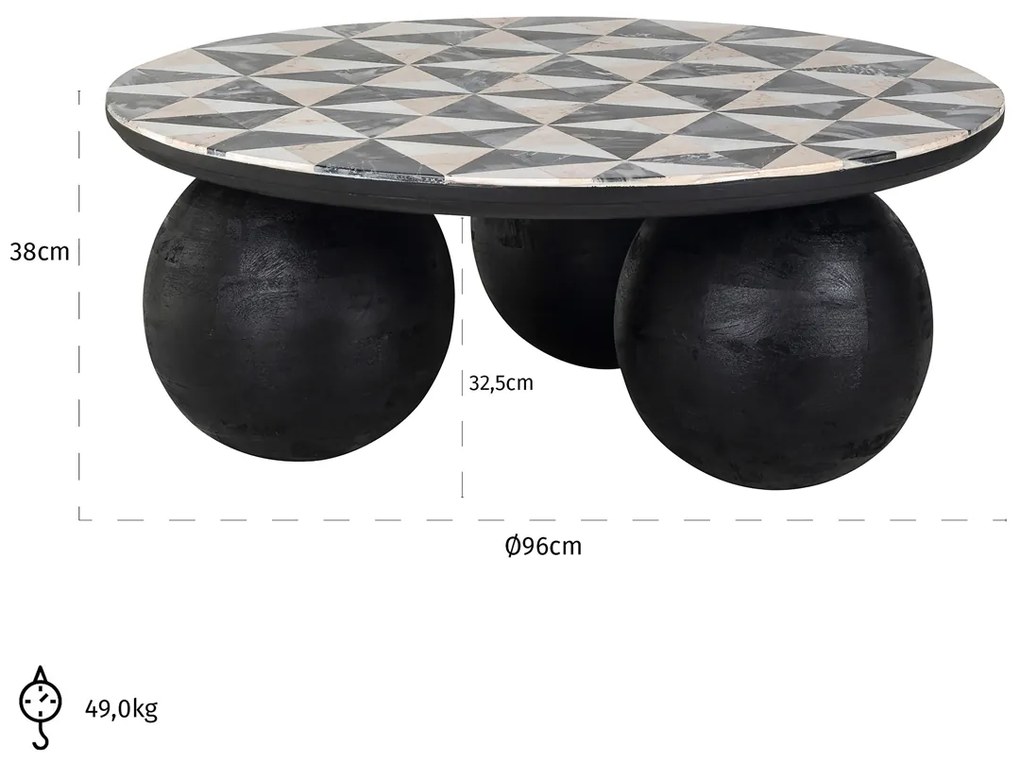 Ronde Salontafel Marmer - 96 X 96cm.