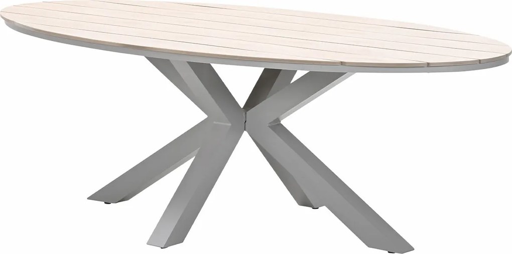 Garden Impressions Senja tuinset 7-delig valley sand - Tulli tuintafel 220x115 cm - light teak vironwood