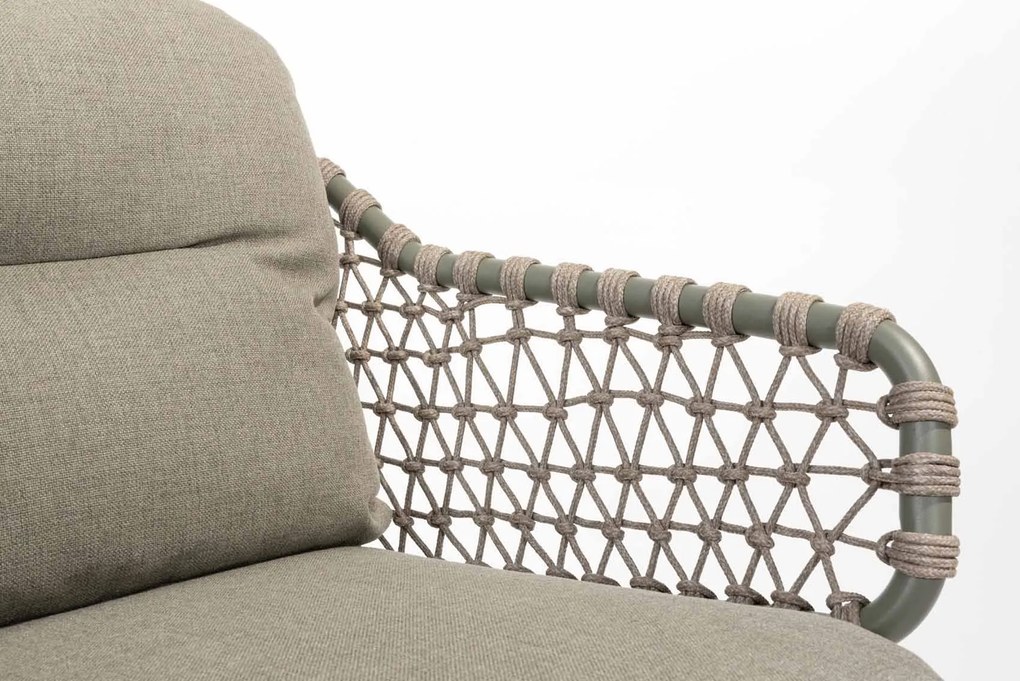 4 Seasons Outdoor Jura tuinset olijfgroen met Montana tafel met keramisch terrazzo blad 240 x 103 cm  Tuinset    taupe weerbestendig