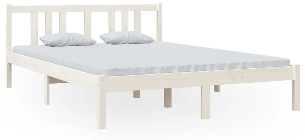 vidaXL Bedframe massief hout wit 140x200 cm