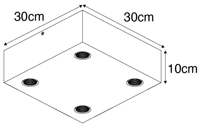Landelijke plafondlamp vintage hout 4-lichts - Bloc