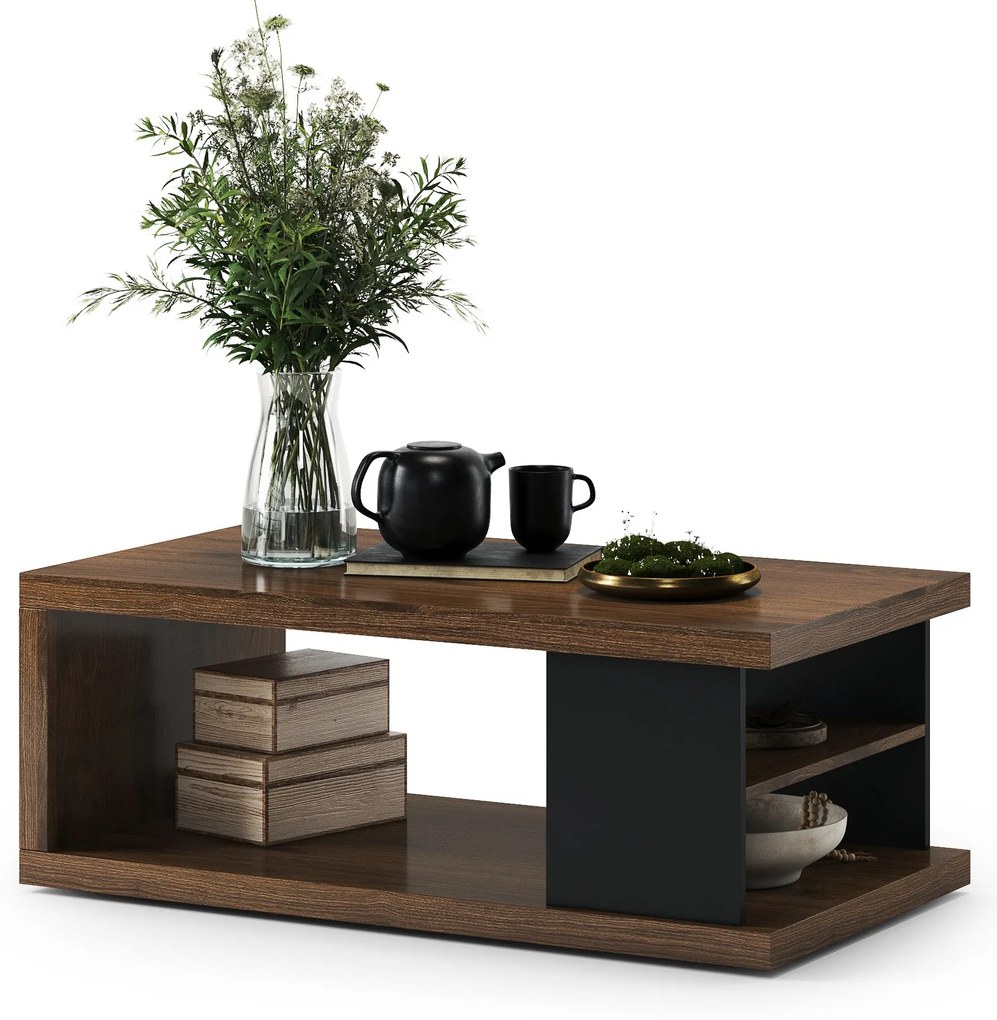 LANA Elegant walnoot - SALONTAFEL MET LEGPLANK