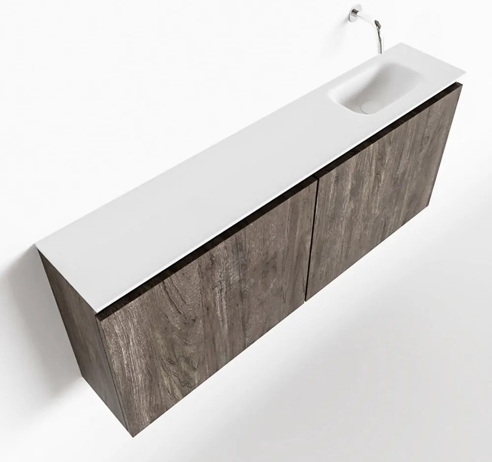 Mondiaz Ture 120cm toiletmeubel dark brown met wastafel talc rechts geen kraangat