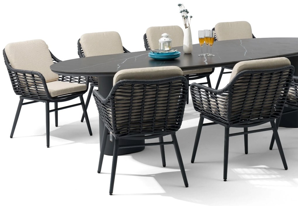 Tuinset 8 personen 300 cm Aluminium/rope Grijs Coco Antoni/Weave