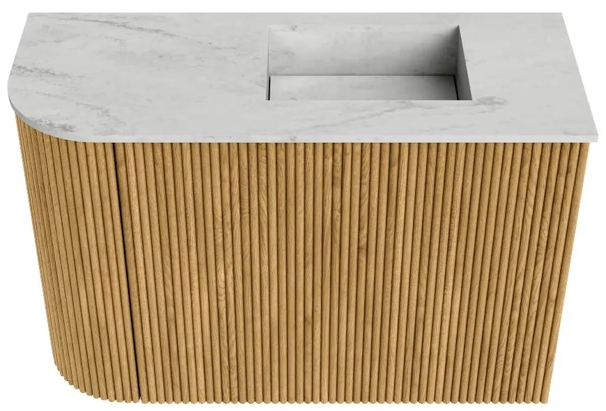 Mondiaz Joya DLux 60cm toiletmeubel ronding links oak met wastafel faye rechts 1 kraangat opalo