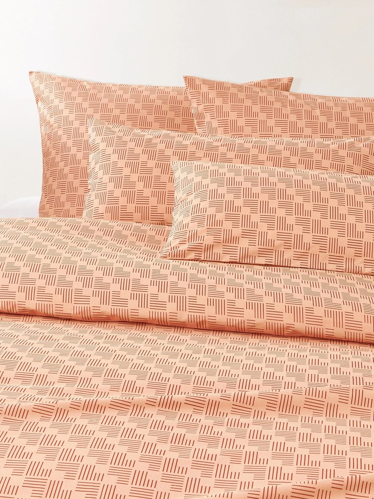 Perkal katoenen dekbedovertrek Inki met geometrische print