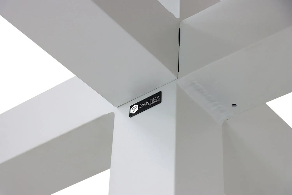 Tuinset Ronde Tuintafel 130 cm Aluminium/rope Wit 4 personen Santika Furniture Santika