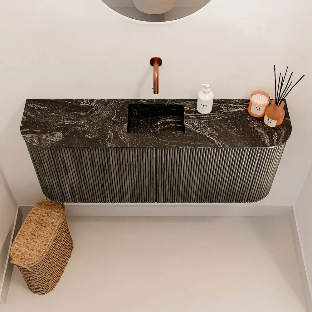 Mondiaz Joya DLux 105cm toiletmeubel ronding links/rechts shadow met wastafel faye midden zonder kraangat lava