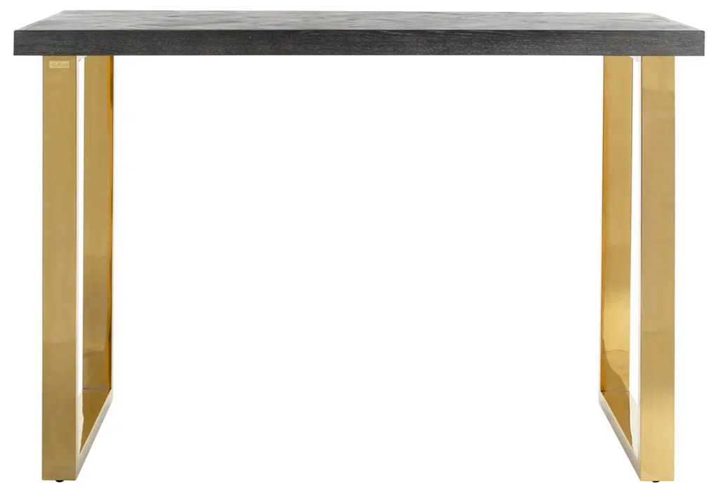 Richmond Interiors Blackbone Gold Zwarte Visgraat Bartafel Met Goud - 160 X 80cm.