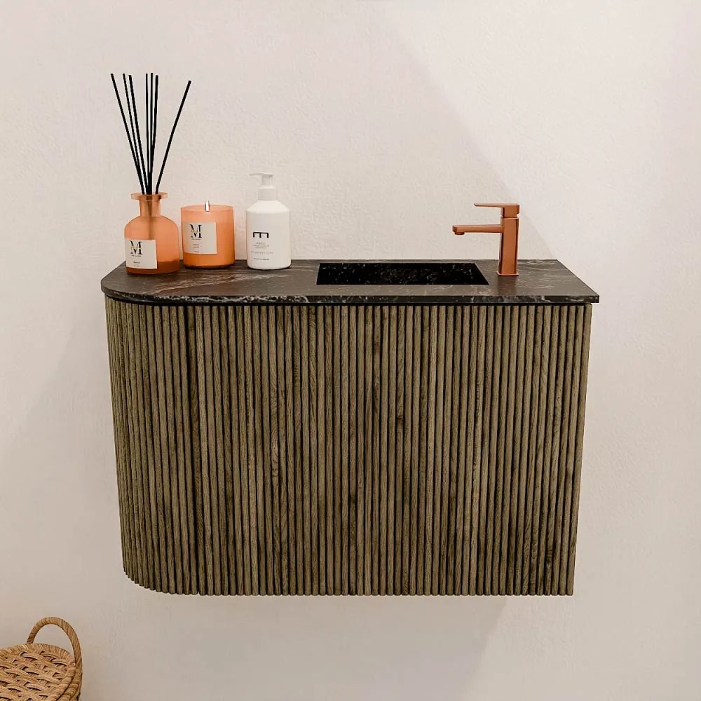 Mondiaz Joya DLux 60cm toiletmeubel ronding links dusk met wastafel faye rechts 1 kraangat lava