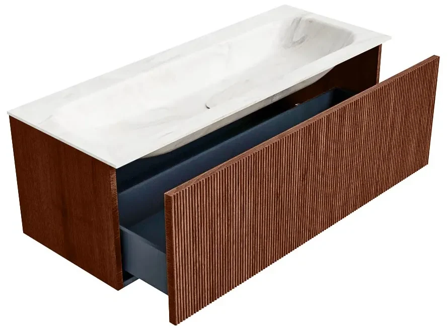 Mondiaz Kurve-dlux 120cm badmeubel ruby met 1 lade en wastafel big large midden zonder kraangat ostra
